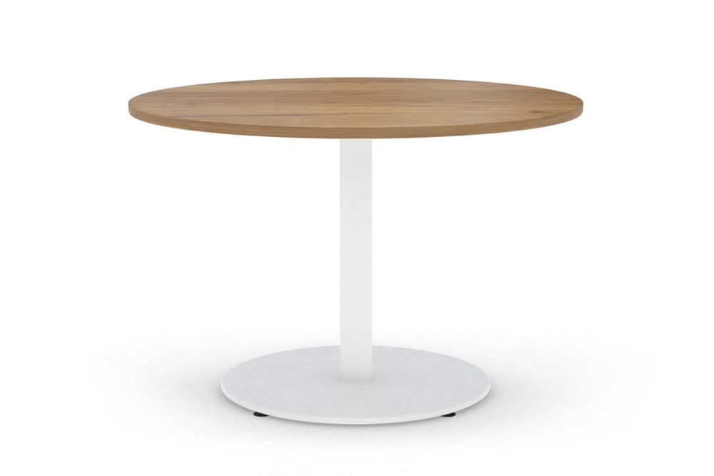 Sapphire Disc Base Large Round Conference Table [1200 mm]-720mm stainless steel base dark oak 