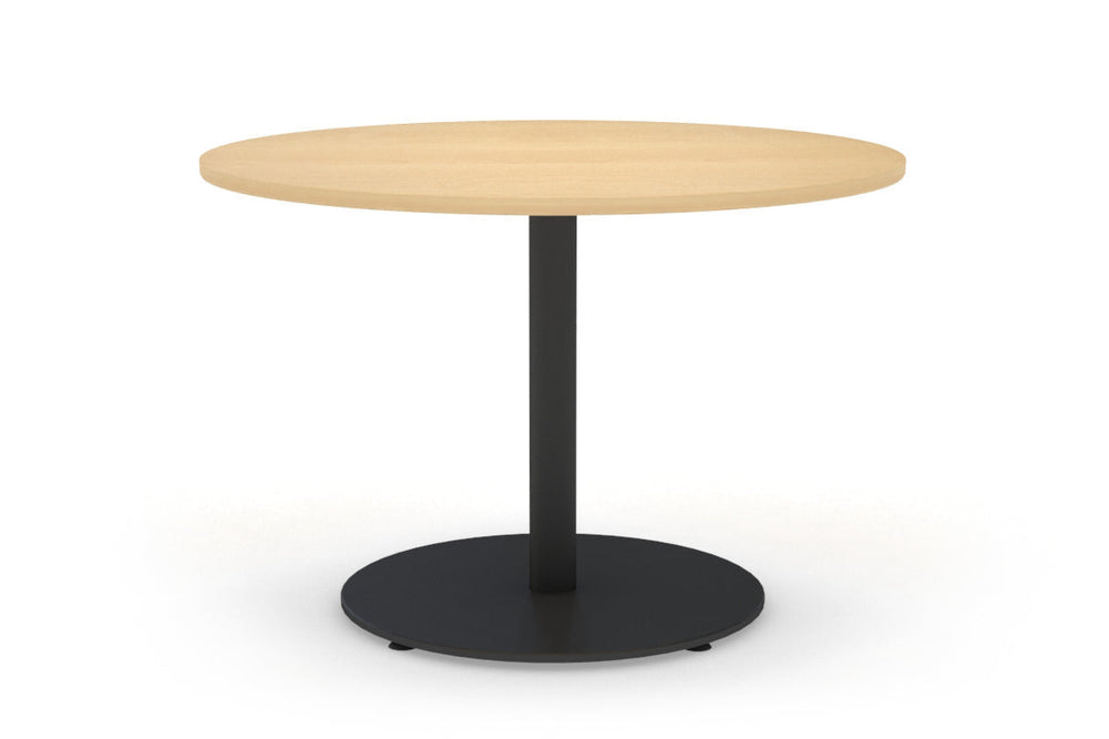 Sapphire Disc Base Large Round Conference Table [1200 mm]-720mm stainless steel base dark oak 