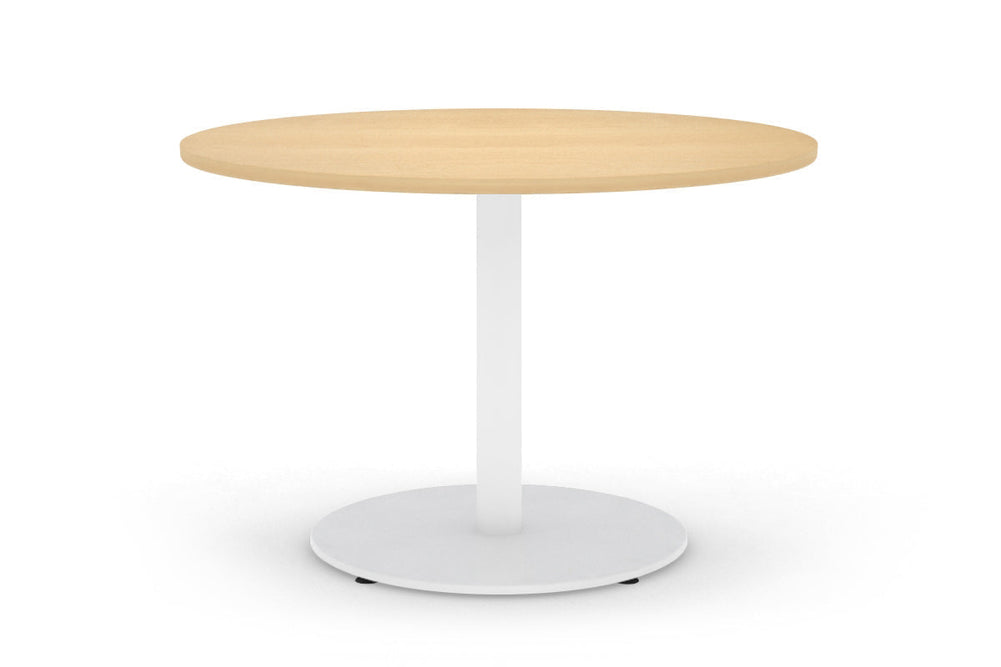 Sapphire Disc Base Large Round Conference Table [1200 mm]-720mm stainless steel base dark oak 