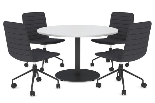 EZ Hospitality Sapphire L Round 1200mm Conference Table - Disc Base [1200 mm] EZ Hospitality 720mm black base white 