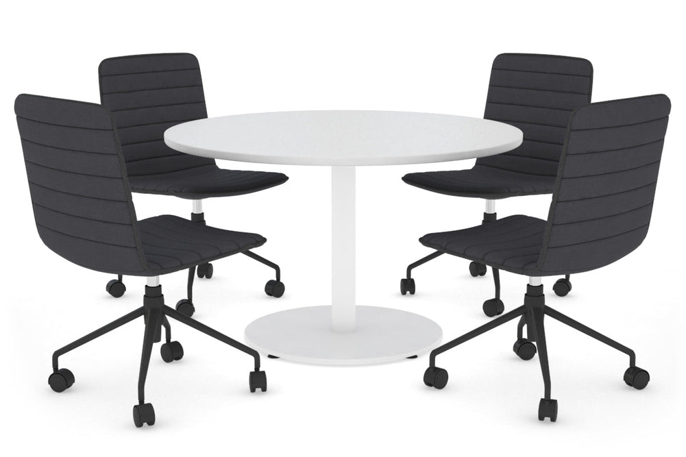 Sapphire Disc Base Large Round Conference Table [1200 mm]-720mm white base white 