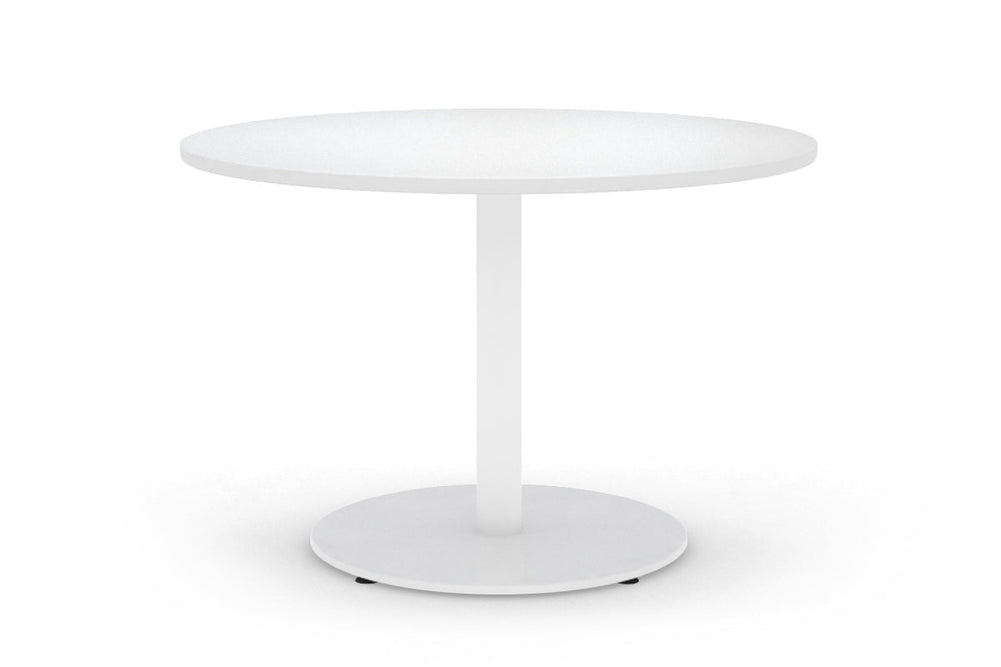 Sapphire Disc Base Large Round Conference Table [1200 mm]-720mm stainless steel base dark oak 