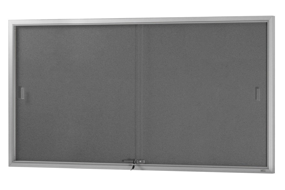 Felt Notice Board Sliding Glass Door Silver Frame-1525 x 915  