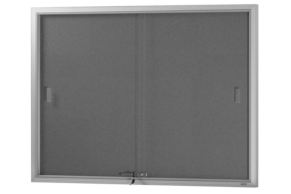 Felt Notice Board Sliding Glass Door Silver Frame-1220 x 915  