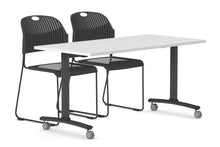  - Fixed Top Mobile Meeting Room Table with Wheels Legs Domino [1200L x 700W] - 1