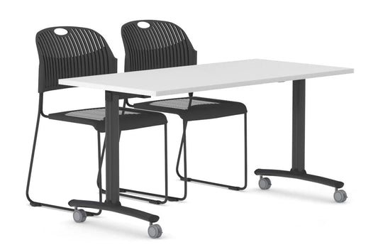 Fixed Top Mobile Meeting Room Table with Wheels Legs Domino [1200L x 800W] Jasonl black leg white 