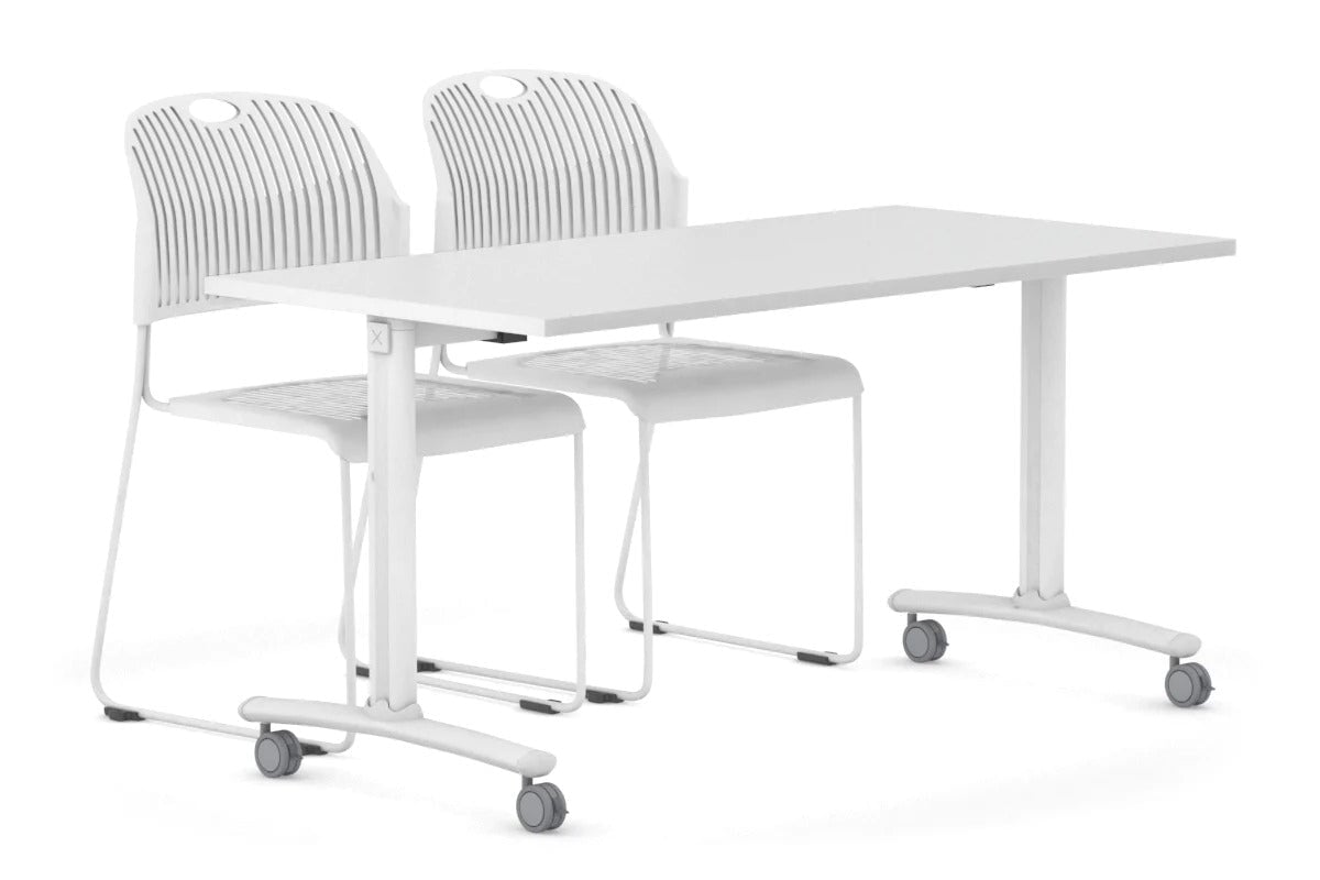 Fixed Top Mobile Meeting Room Table with Wheels Legs Domino [1600L x 700W] Jasonl white leg white 