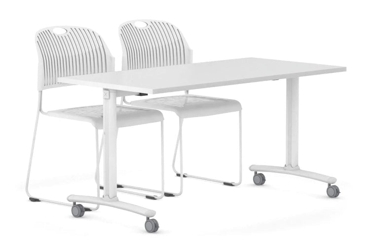 Fixed Top Mobile Meeting Room Table with Wheels Legs Domino [1600L x 700W] Jasonl white leg white 