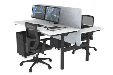 Flexi Premium Height Adjustable 2 Person H-Bench Workstation - Black Frame [1200L x 700W] Jasonl white light grey echo panel (820H x 1200W) none
