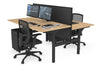 Flexi Premium Height Adjustable 2 Person H-Bench Workstation - Black Frame [1200L x 800W with Cable Scallop] - Thumbnail 42 