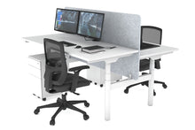  - Flexi Premium Height Adjustable 2 Person H-Bench Workstation - White Frame [1200L x 700W] - 1