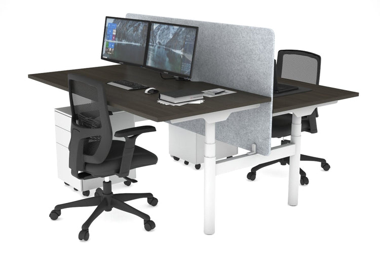 Flexi Premium Height Adjustable 2 Person H-Bench Workstation - White Frame [1200L x 800W with Cable Scallop] Jasonl dark oak light grey echo panel (820H x 1200W) none