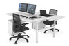 Flexi Premium Height Adjustable 2 Person H-Bench Workstation - White Frame [1200L x 800W with Cable Scallop] - Thumbnail 1 