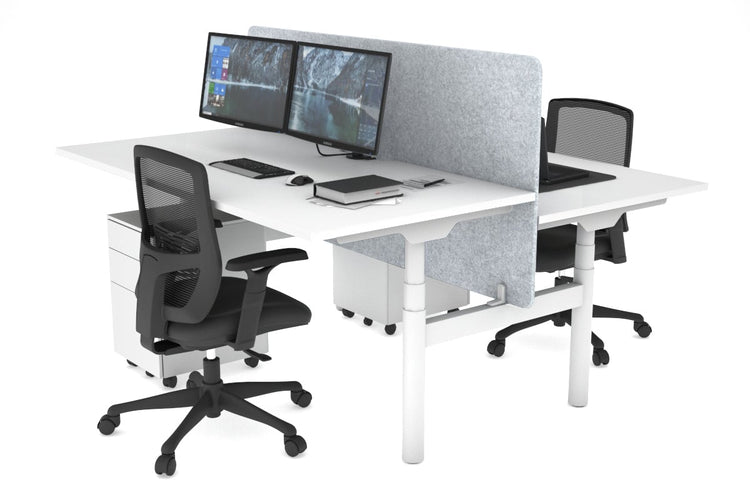 Flexi Premium Height Adjustable 2 Person H-Bench Workstation - White Frame [1200L x 800W with Cable Scallop] Jasonl white light grey echo panel (820H x 1200W) none