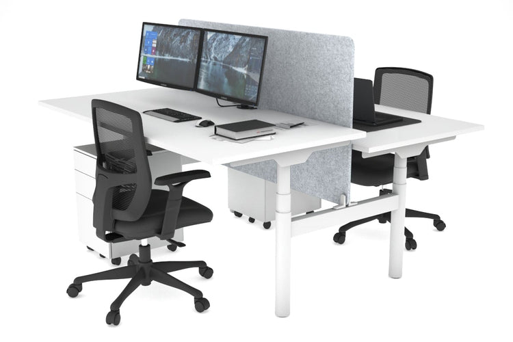 Flexi Premium Height Adjustable 2 Person H-Bench Workstation - White Frame [1400L x 800W with Cable Scallop] Jasonl white light grey echo panel (820H x 1200W) none