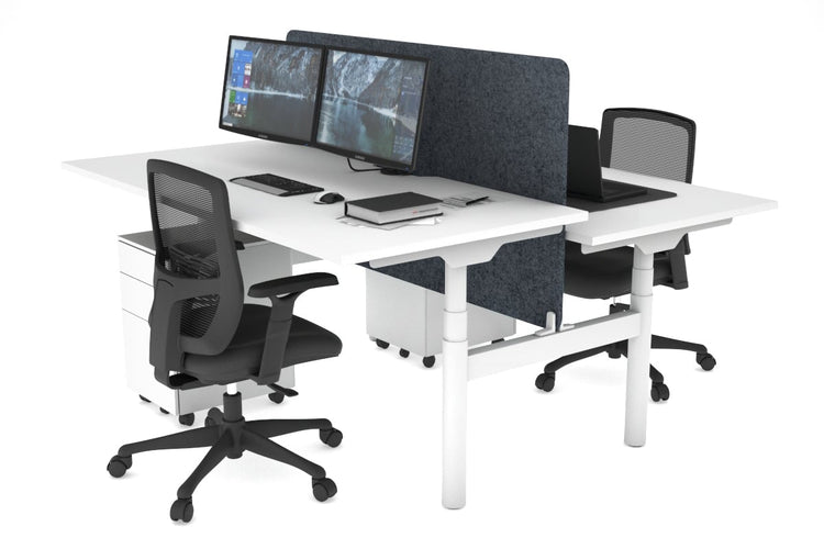 Flexi Premium Height Adjustable 2 Person H-Bench Workstation - White Frame [1800L x 800W with Cable Scallop] Jasonl white dark grey echo panel (820H x 1600W) none