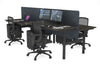 Flexi Premium Height Adjustable 4 Person H-Bench Workstation - Black Frame [1200L x 700W] - Thumbnail 67 