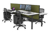 Flexi Premium Height Adjustable 4 Person H-Bench Workstation - Black Frame [1200L x 700W] - Thumbnail 16 