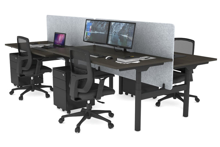 Flexi Premium Height Adjustable 4 Person H-Bench Workstation - Black Frame [1200L x 800W with Cable Scallop] Jasonl dark oak light grey echo panel (820H x 1200W) none