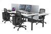Flexi Premium Height Adjustable 4 Person H-Bench Workstation - Black Frame [1800L x 800W with Cable Scallop] - Thumbnail 7 