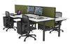 Flexi Premium Height Adjustable 4 Person H-Bench Workstation - Black Frame [1800L x 800W with Cable Scallop] - Thumbnail 16 
