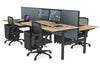 Flexi Premium Height Adjustable 4 Person H-Bench Workstation - Black Frame [1800L x 800W with Cable Scallop] - Thumbnail 40 