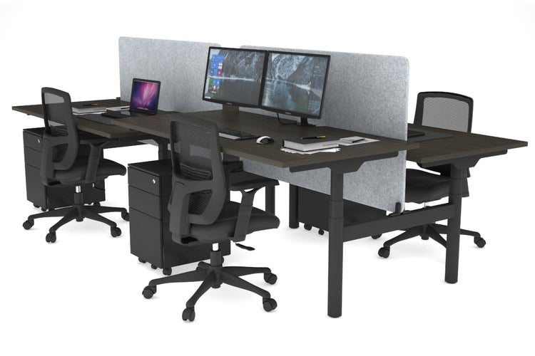 Flexi Premium Height Adjustable 4 Person H-Bench Workstation - Black Frame [1800L x 800W with Cable Scallop] Jasonl dark oak light grey echo panel (820H x 1600W) none