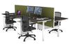 Flexi Premium Height Adjustable 4 Person H-Bench Workstation - White Frame [1600L x 800W with Cable Scallop] - Thumbnail 76 