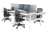 Flexi Premium Height Adjustable 4 Person H-Bench Workstation - White Frame [1800L x 800W with Cable Scallop] - Thumbnail 7 