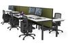 Flexi Premium Height Adjustable 6 Person H-Bench Workstation - Black Frame [1200L x 700W] - Thumbnail 17 