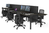 Flexi Premium Height Adjustable 6 Person H-Bench Workstation - Black Frame [1200L x 700W] - Thumbnail 82 