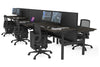 Flexi Premium Height Adjustable 6 Person H-Bench Workstation - Black Frame [1200L x 700W] - Thumbnail 83 