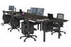 Flexi Premium Height Adjustable 6 Person H-Bench Workstation - Black Frame [1200L x 700W] - Thumbnail 64 