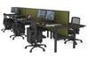 Flexi Premium Height Adjustable 6 Person H-Bench Workstation - Black Frame [1200L x 700W] - Thumbnail 76 