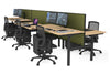 Flexi Premium Height Adjustable 6 Person H-Bench Workstation - Black Frame [1200L x 700W] - Thumbnail 36 