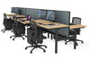 Flexi Premium Height Adjustable 6 Person H-Bench Workstation - Black Frame [1200L x 700W] - Thumbnail 41 