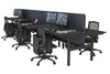Flexi Premium Height Adjustable 6 Person H-Bench Workstation - Black Frame [1200L x 700W] - Thumbnail 69 