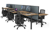Flexi Premium Height Adjustable 6 Person H-Bench Workstation - Black Frame [1200L x 700W] - Thumbnail 61 