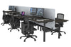 Flexi Premium Height Adjustable 6 Person H-Bench Workstation - Black Frame [1200L x 700W] - Thumbnail 67 