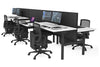 Flexi Premium Height Adjustable 6 Person H-Bench Workstation - Black Frame [1200L x 700W] - Thumbnail 22 