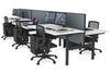 Flexi Premium Height Adjustable 6 Person H-Bench Workstation - Black Frame [1200L x 800W with Cable Scallop] - Thumbnail 20 