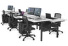 Flexi Premium Height Adjustable 6 Person H-Bench Workstation - Black Frame [1200L x 800W with Cable Scallop] - Thumbnail 6 