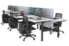 Flexi Premium Height Adjustable 6 Person H-Bench Workstation - Black Frame [1200L x 800W with Cable Scallop] - Thumbnail 5 