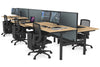 Flexi Premium Height Adjustable 6 Person H-Bench Workstation - Black Frame [1600L x 800W with Cable Scallop] - Thumbnail 41 