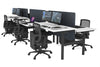 Flexi Premium Height Adjustable 6 Person H-Bench Workstation - Black Frame [1800L x 700W] - Thumbnail 8 
