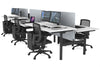 Flexi Premium Height Adjustable 6 Person H-Bench Workstation - Black Frame [1800L x 800W with Cable Scallop] - Thumbnail 5 