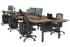 Flexi Premium Height Adjustable 6 Person H-Bench Workstation - Black Frame [1800L x 800W with Cable Scallop] - Thumbnail 46 