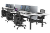 Flexi Premium Height Adjustable 6 Person H-Bench Workstation - Black Frame [1800L x 800W with Cable Scallop] - Thumbnail 7 