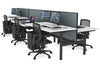 Flexi Premium Height Adjustable 6 Person H-Bench Workstation - Black Frame [1800L x 800W with Cable Scallop] - Thumbnail 21 