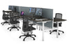 Flexi Premium Height Adjustable 6 Person H-Bench Workstation - White Frame [1200L x 700W] - Thumbnail 82 